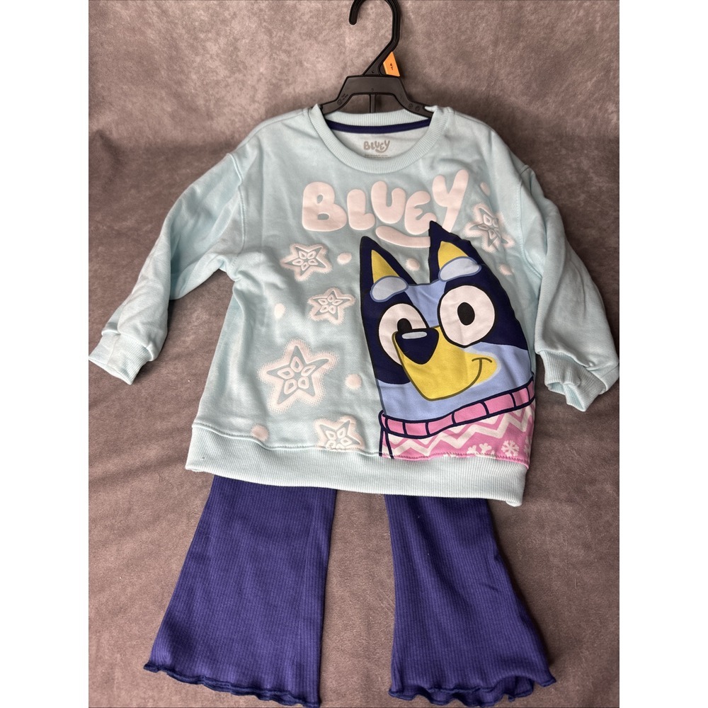 Sweatshirt‎ 2pc Set Disney (4T)Bluey Outfit Pants Toddler Girl Snowflakes